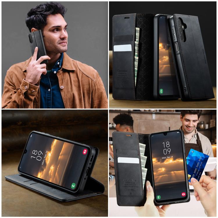 For Samsung Galaxy A26 CaseMe 033 Calf Leather Lining Microfibre RFID Blocking Phone Case