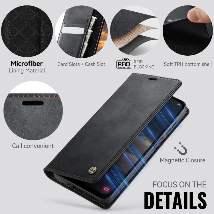 For Samsung Galaxy A26 CaseMe 033 Calf Leather Lining Microfibre RFID Blocking Phone Case