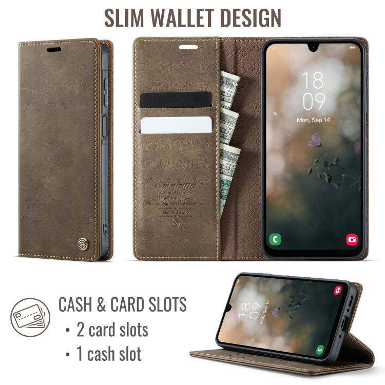 For Samsung Galaxy A26 CaseMe 033 Calf Leather Lining Microfibre RFID Blocking Phone Case