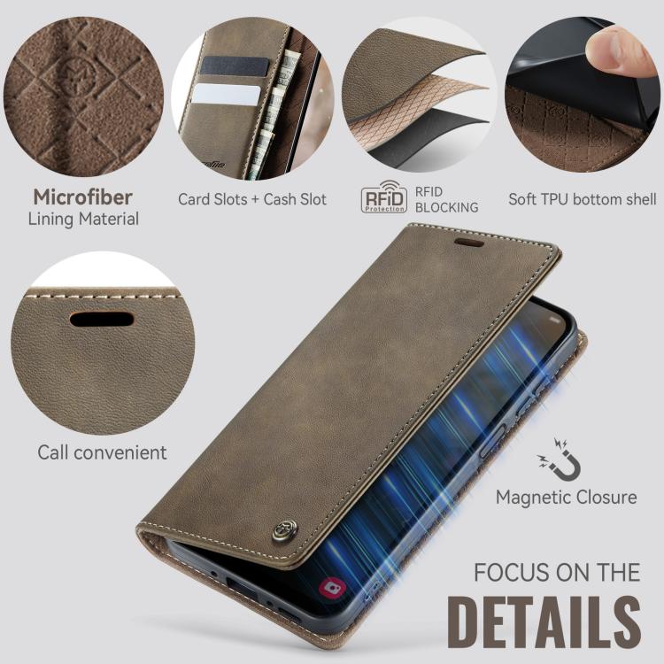 For Samsung Galaxy A26 CaseMe 033 Calf Leather Lining Microfibre RFID Blocking Phone Case