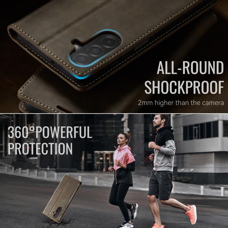 For Samsung Galaxy A26 CaseMe 033 Calf Leather Lining Microfibre RFID Blocking Phone Case
