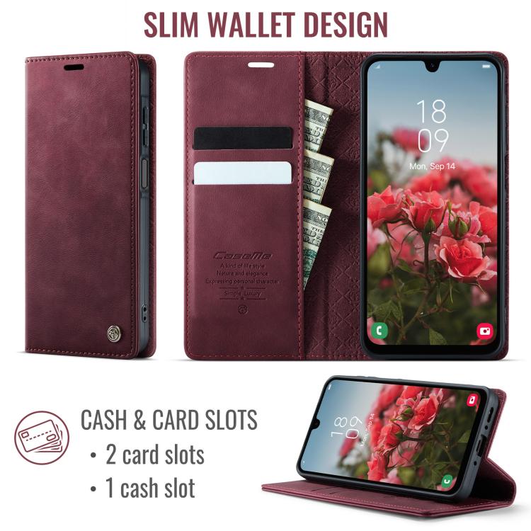 For Samsung Galaxy A26 CaseMe 033 Calf Leather Lining Microfibre RFID Blocking Phone Case