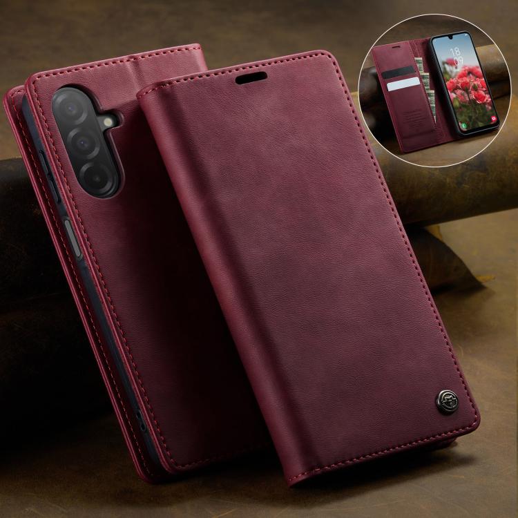 For Samsung Galaxy A26 CaseMe 033 Calf Leather Lining Microfibre RFID Blocking Phone Case