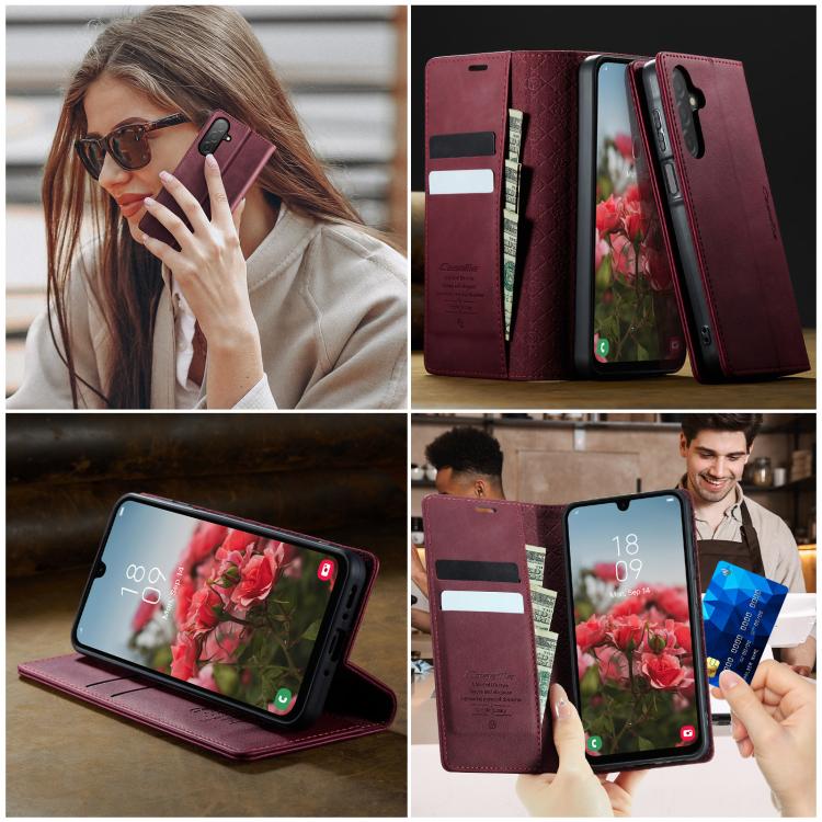 For Samsung Galaxy A26 CaseMe 033 Calf Leather Lining Microfibre RFID Blocking Phone Case