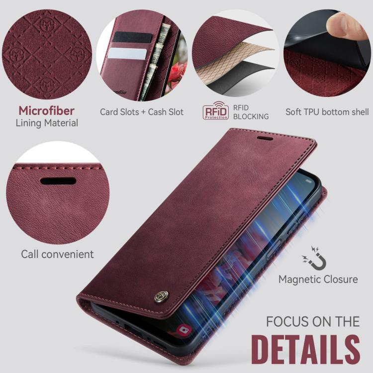 For Samsung Galaxy A26 CaseMe 033 Calf Leather Lining Microfibre RFID Blocking Phone Case
