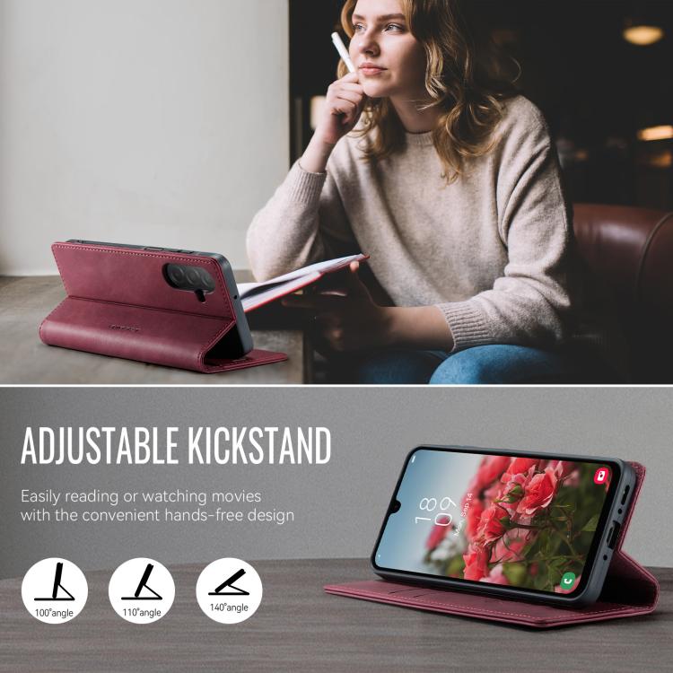 For Samsung Galaxy A26 CaseMe 033 Calf Leather Lining Microfibre RFID Blocking Phone Case