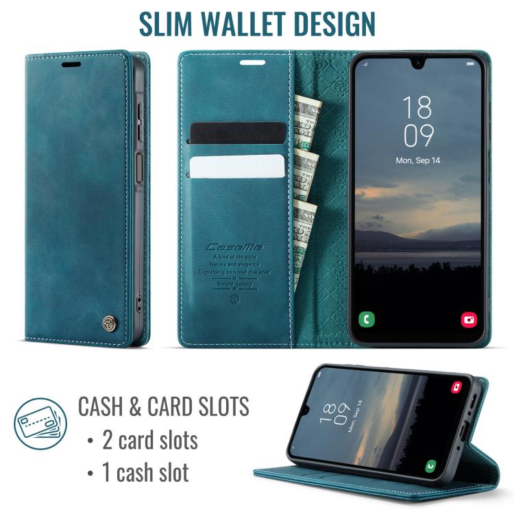 For Samsung Galaxy A26 CaseMe 033 Calf Leather Lining Microfibre RFID Blocking Phone Case