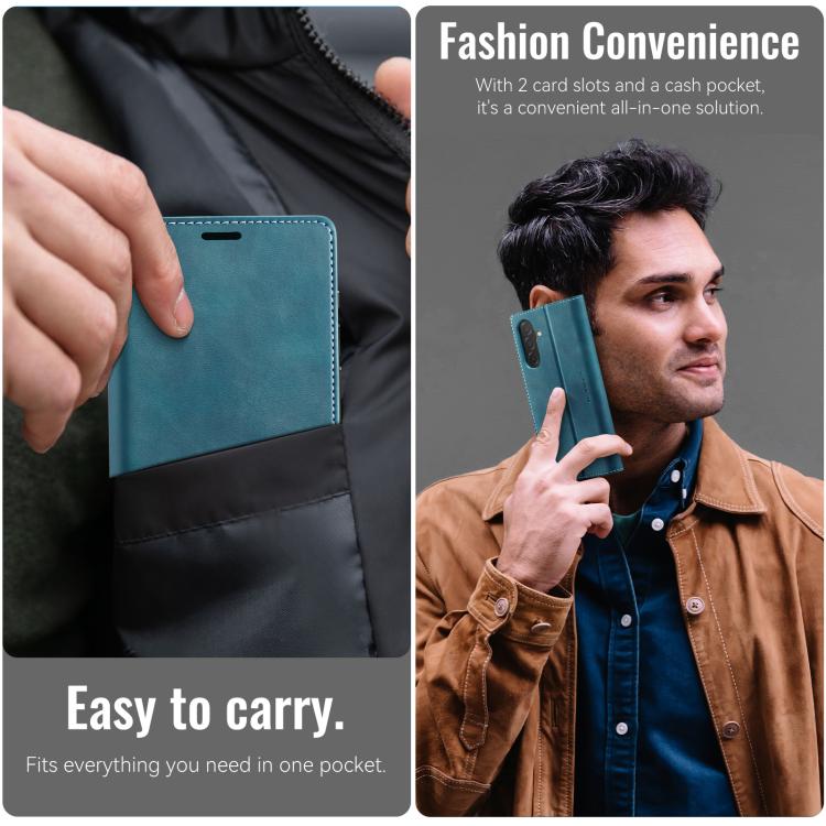 For Samsung Galaxy A26 CaseMe 033 Calf Leather Lining Microfibre RFID Blocking Phone Case