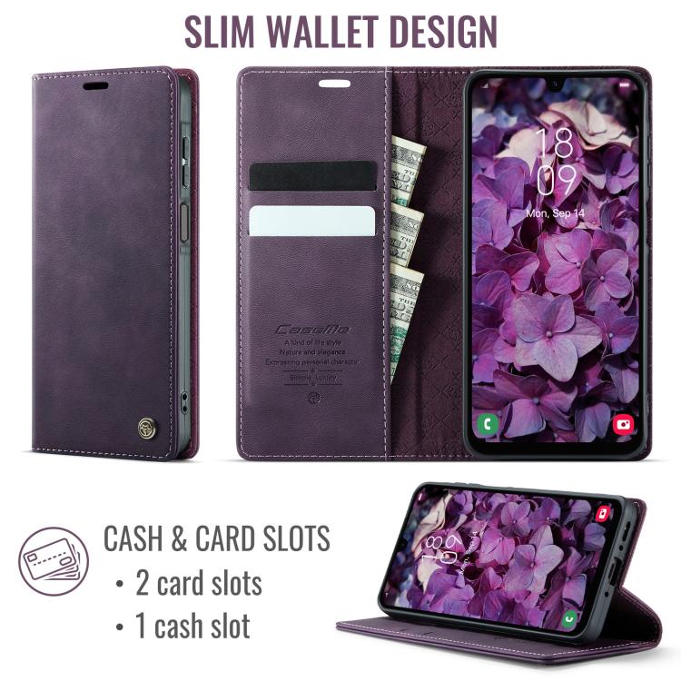 For Samsung Galaxy A26 CaseMe 033 Calf Leather Lining Microfibre RFID Blocking Phone Case