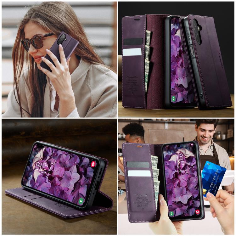 For Samsung Galaxy A26 CaseMe 033 Calf Leather Lining Microfibre RFID Blocking Phone Case