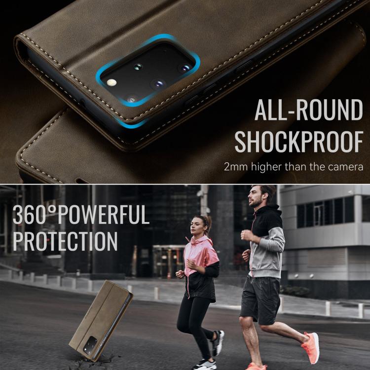 For Samsung Galaxy S20+ CaseMe 033 Calf Leather Lining Microfibre RFID Blocking Phone Case