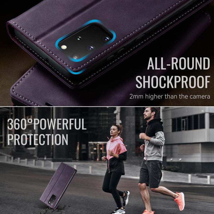 For Samsung Galaxy S20+ CaseMe 033 Calf Leather Lining Microfibre RFID Blocking Phone Case