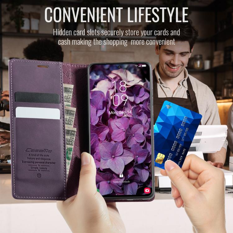 For Samsung Galaxy S20+ CaseMe 033 Calf Leather Lining Microfibre RFID Blocking Phone Case