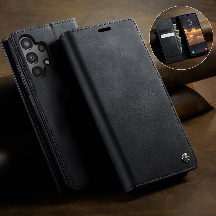 For Samsung Galaxy A13 / A04s CaseMe 033 Calf Leather Lining Microfibre RFID Blocking Phone Case