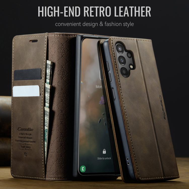 For Samsung Galaxy A13 / A04s CaseMe 033 Calf Leather Lining Microfibre RFID Blocking Phone Case