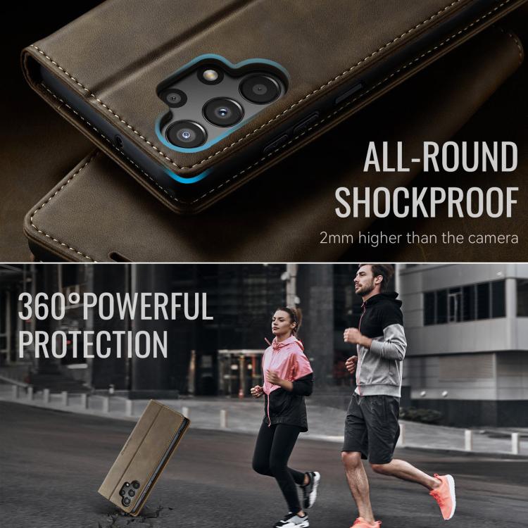 For Samsung Galaxy A13 / A04s CaseMe 033 Calf Leather Lining Microfibre RFID Blocking Phone Case