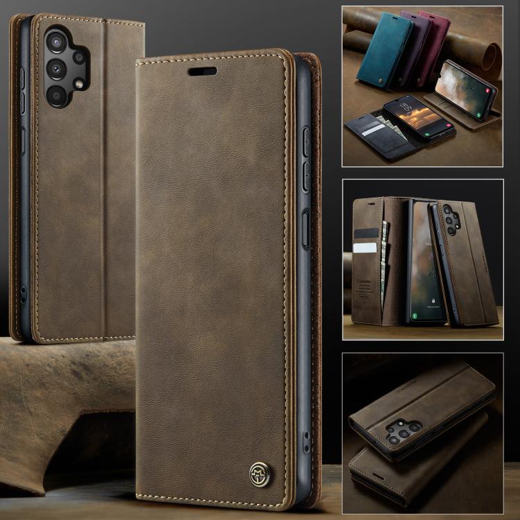 For Samsung Galaxy A13 / A04s CaseMe 033 Calf Leather Lining Microfibre RFID Blocking Phone Case