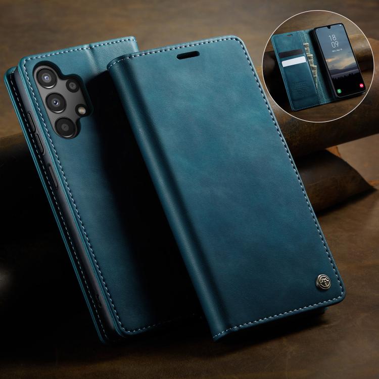 For Samsung Galaxy A13 / A04s CaseMe 033 Calf Leather Lining Microfibre RFID Blocking Phone Case