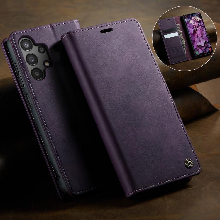 For Samsung Galaxy A13 / A04s CaseMe 033 Calf Leather Lining Microfibre RFID Blocking Phone Case