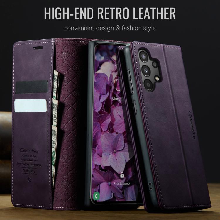 For Samsung Galaxy A13 / A04s CaseMe 033 Calf Leather Lining Microfibre RFID Blocking Phone Case