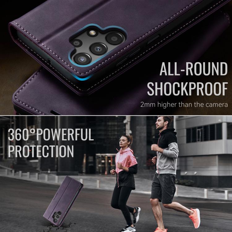 For Samsung Galaxy A13 / A04s CaseMe 033 Calf Leather Lining Microfibre RFID Blocking Phone Case