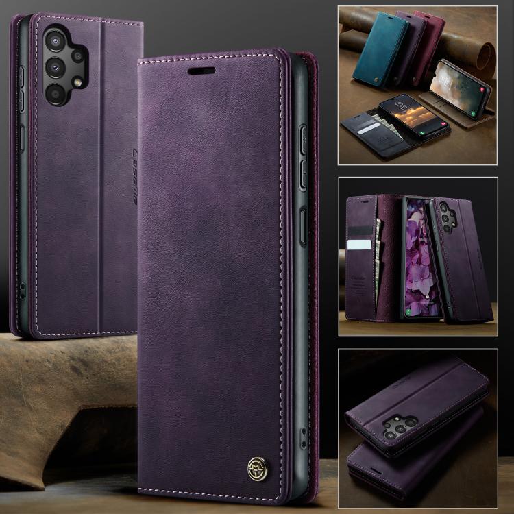 For Samsung Galaxy A13 / A04s CaseMe 033 Calf Leather Lining Microfibre RFID Blocking Phone Case