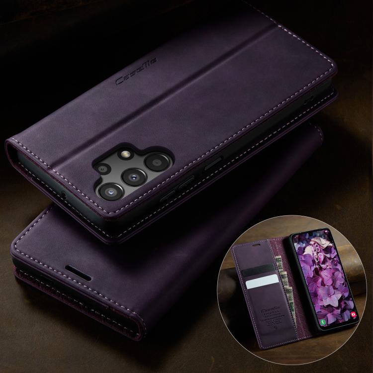 For Samsung Galaxy A13 / A04s CaseMe 033 Calf Leather Lining Microfibre RFID Blocking Phone Case