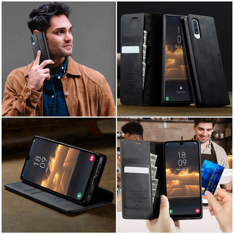 For Samsung Galaxy A50s / A30s CaseMe 033 Calf Leather Lining Microfibre RFID Blocking Phone Case