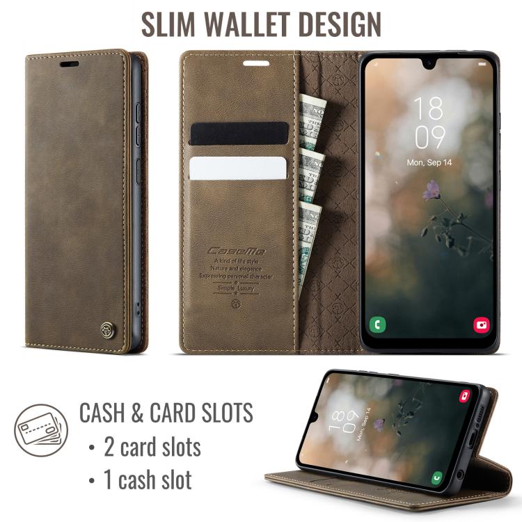 For Samsung Galaxy A50s / A30s CaseMe 033 Calf Leather Lining Microfibre RFID Blocking Phone Case