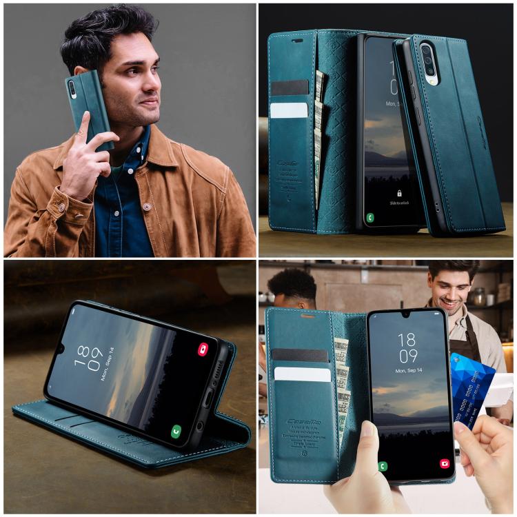 For Samsung Galaxy A50s / A30s CaseMe 033 Calf Leather Lining Microfibre RFID Blocking Phone Case