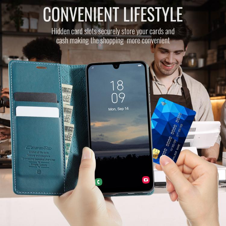 For Samsung Galaxy A50s / A30s CaseMe 033 Calf Leather Lining Microfibre RFID Blocking Phone Case