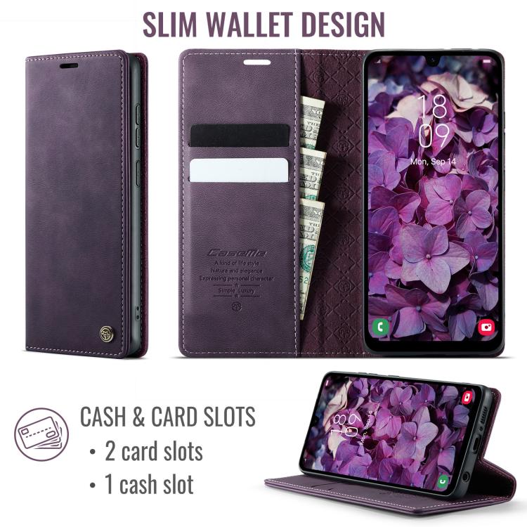 For Samsung Galaxy A50s / A30s CaseMe 033 Calf Leather Lining Microfibre RFID Blocking Phone Case