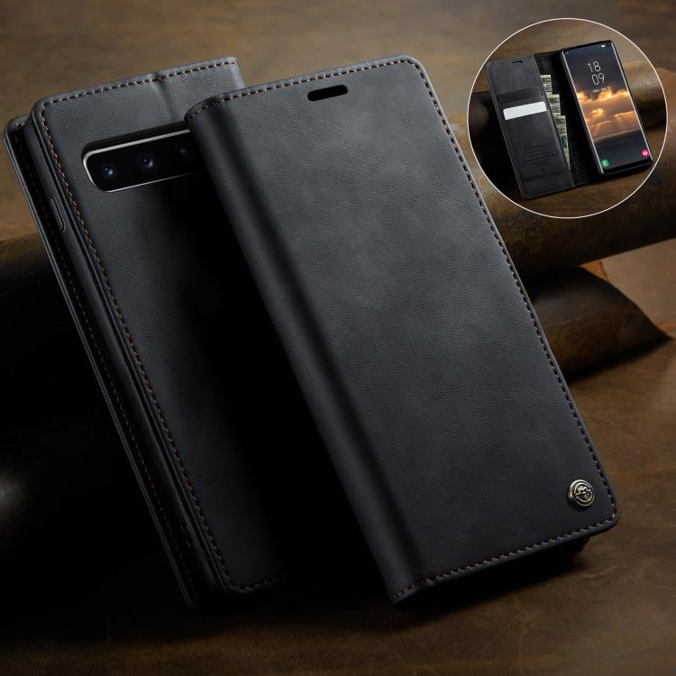For Samsung Galaxy S10+ CaseMe 033 Calf Leather Lining Microfibre RFID Blocking Phone Case