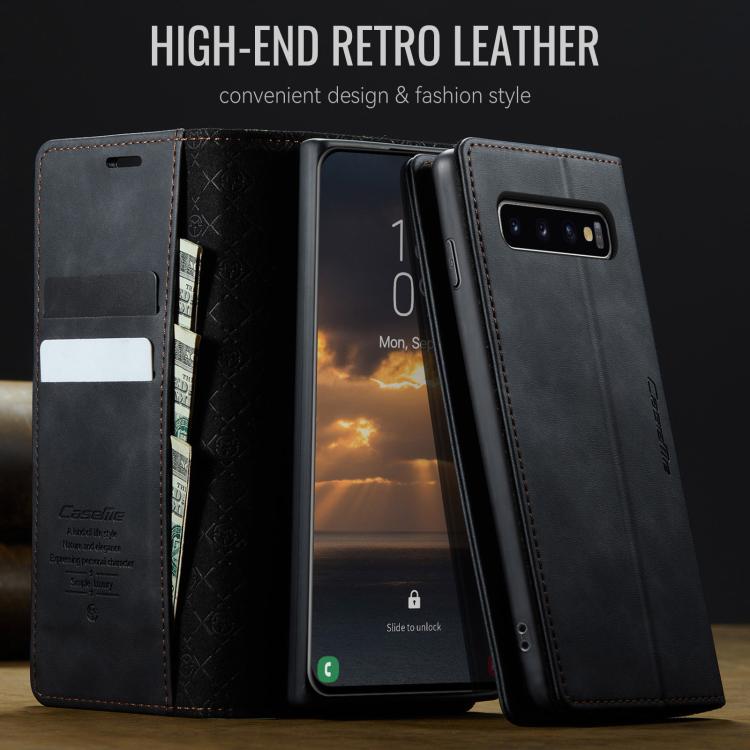 For Samsung Galaxy S10+ CaseMe 033 Calf Leather Lining Microfibre RFID Blocking Phone Case
