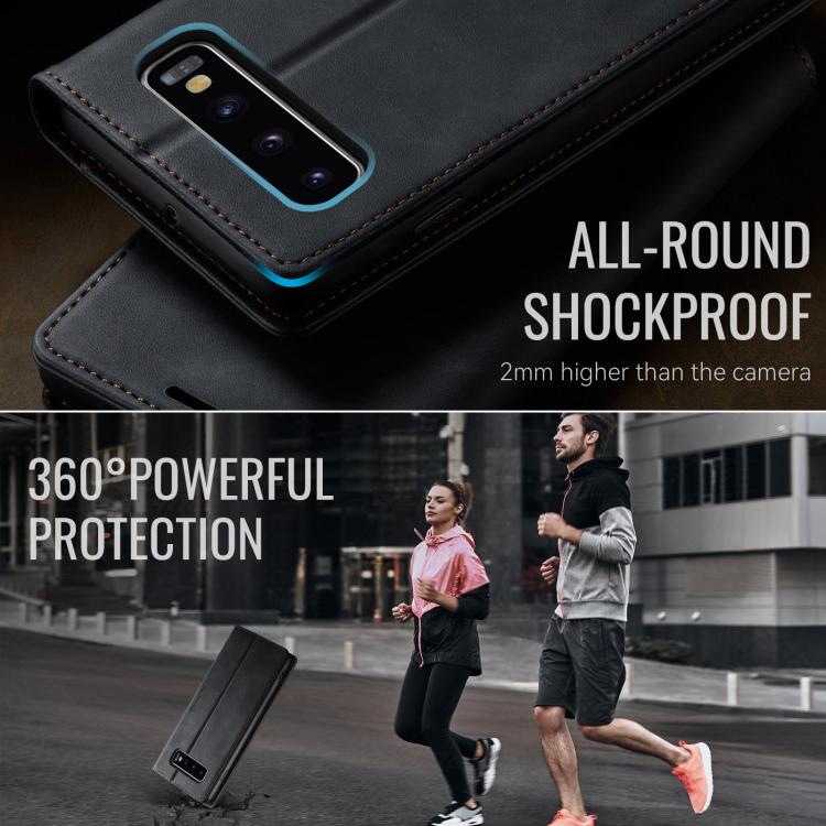 For Samsung Galaxy S10+ CaseMe 033 Calf Leather Lining Microfibre RFID Blocking Phone Case
