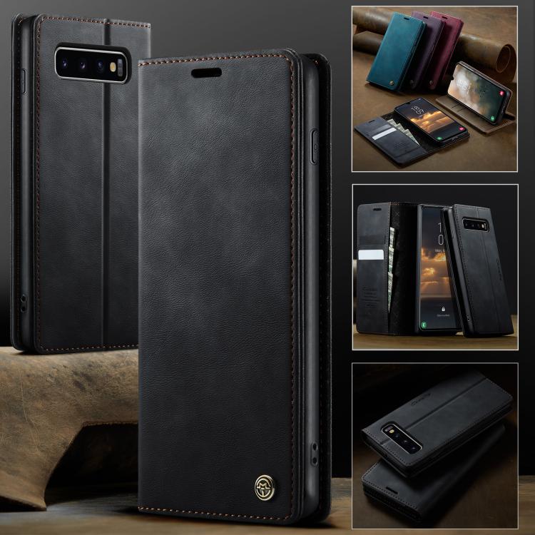 For Samsung Galaxy S10+ CaseMe 033 Calf Leather Lining Microfibre RFID Blocking Phone Case