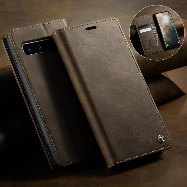 For Samsung Galaxy S10+ CaseMe 033 Calf Leather Lining Microfibre RFID Blocking Phone Case