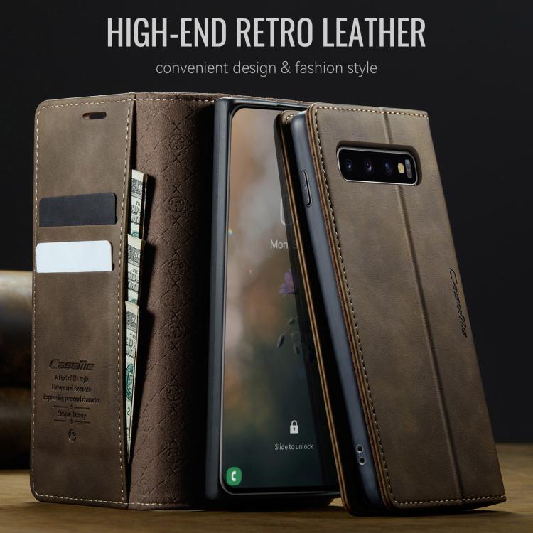 For Samsung Galaxy S10+ CaseMe 033 Calf Leather Lining Microfibre RFID Blocking Phone Case