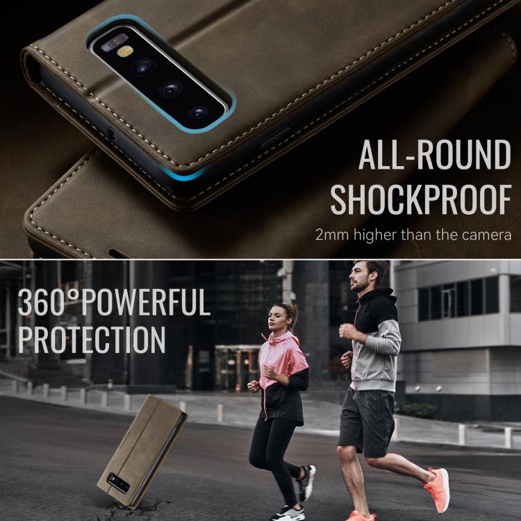 For Samsung Galaxy S10+ CaseMe 033 Calf Leather Lining Microfibre RFID Blocking Phone Case