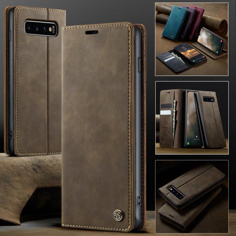 For Samsung Galaxy S10+ CaseMe 033 Calf Leather Lining Microfibre RFID Blocking Phone Case