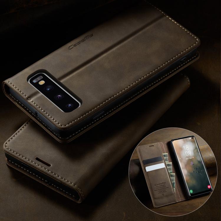 For Samsung Galaxy S10+ CaseMe 033 Calf Leather Lining Microfibre RFID Blocking Phone Case