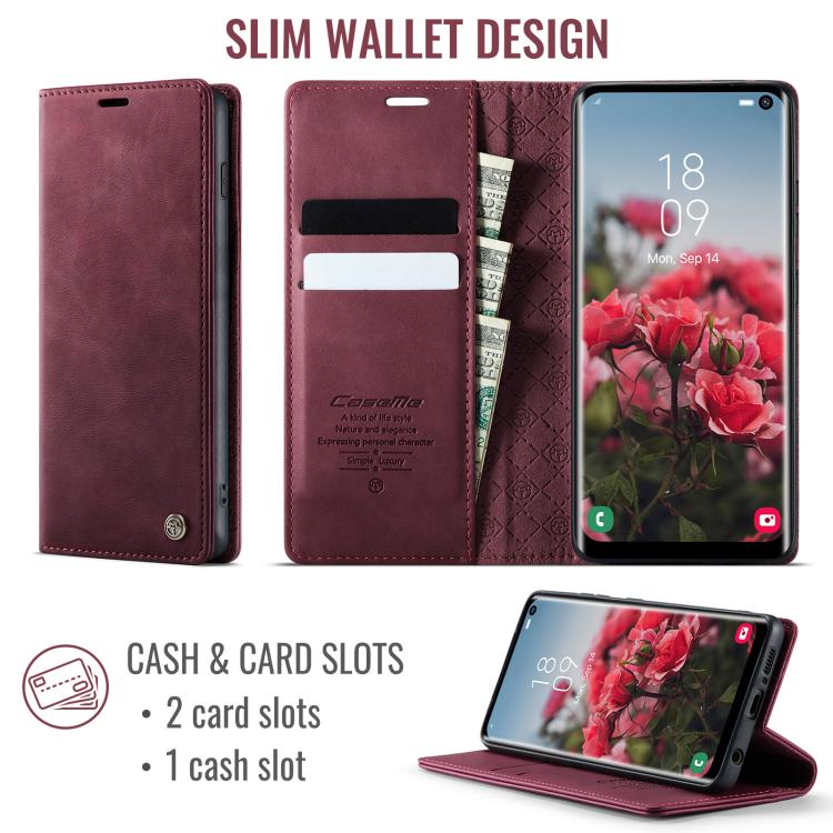 For Samsung Galaxy S10+ CaseMe 033 Calf Leather Lining Microfibre RFID Blocking Phone Case