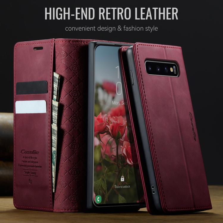 For Samsung Galaxy S10+ CaseMe 033 Calf Leather Lining Microfibre RFID Blocking Phone Case