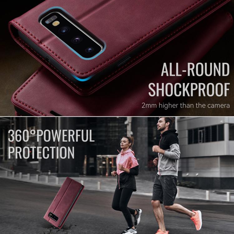 For Samsung Galaxy S10+ CaseMe 033 Calf Leather Lining Microfibre RFID Blocking Phone Case
