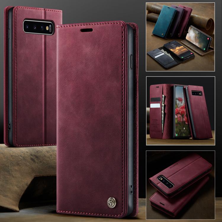 For Samsung Galaxy S10+ CaseMe 033 Calf Leather Lining Microfibre RFID Blocking Phone Case