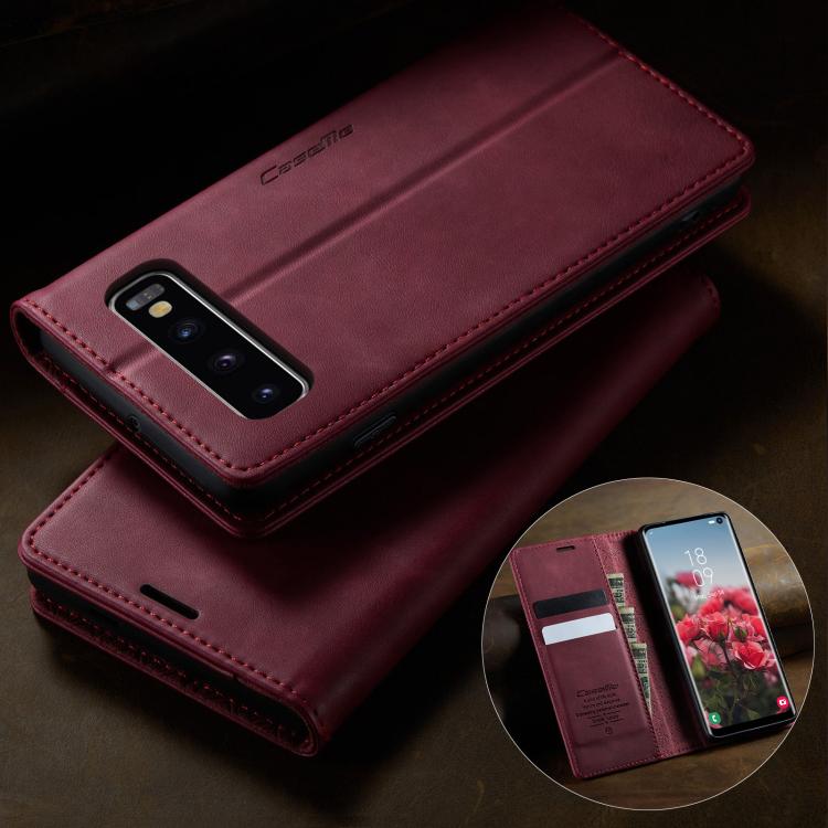For Samsung Galaxy S10+ CaseMe 033 Calf Leather Lining Microfibre RFID Blocking Phone Case