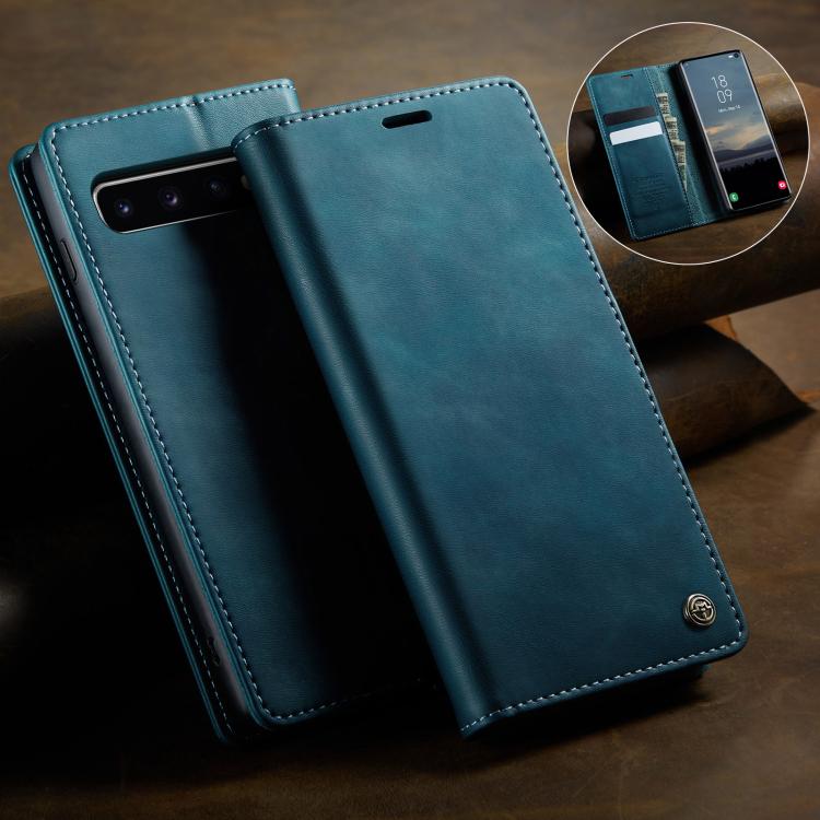 For Samsung Galaxy S10+ CaseMe 033 Calf Leather Lining Microfibre RFID Blocking Phone Case