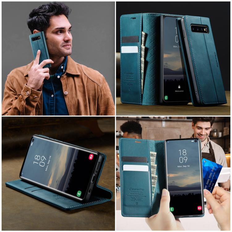 For Samsung Galaxy S10+ CaseMe 033 Calf Leather Lining Microfibre RFID Blocking Phone Case