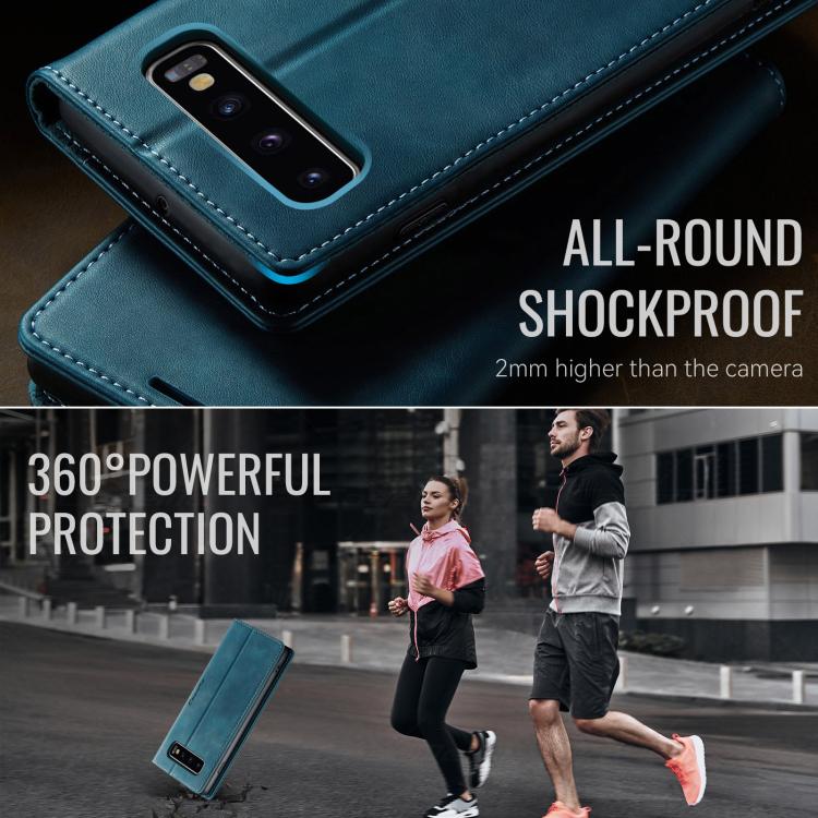 For Samsung Galaxy S10+ CaseMe 033 Calf Leather Lining Microfibre RFID Blocking Phone Case