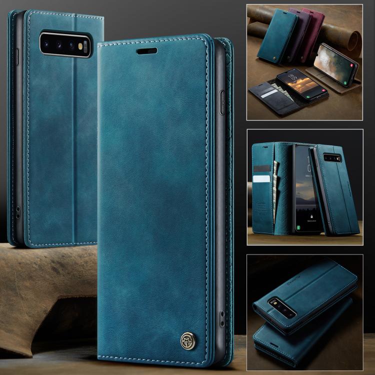 For Samsung Galaxy S10+ CaseMe 033 Calf Leather Lining Microfibre RFID Blocking Phone Case